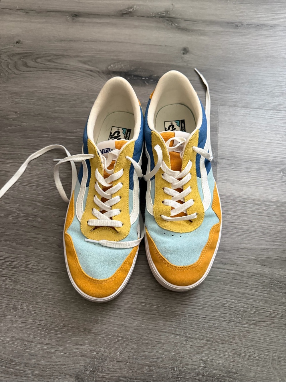 Vans Men’s Low-Top Colorblock Sneakers in Yellow, Light Blue & Blue